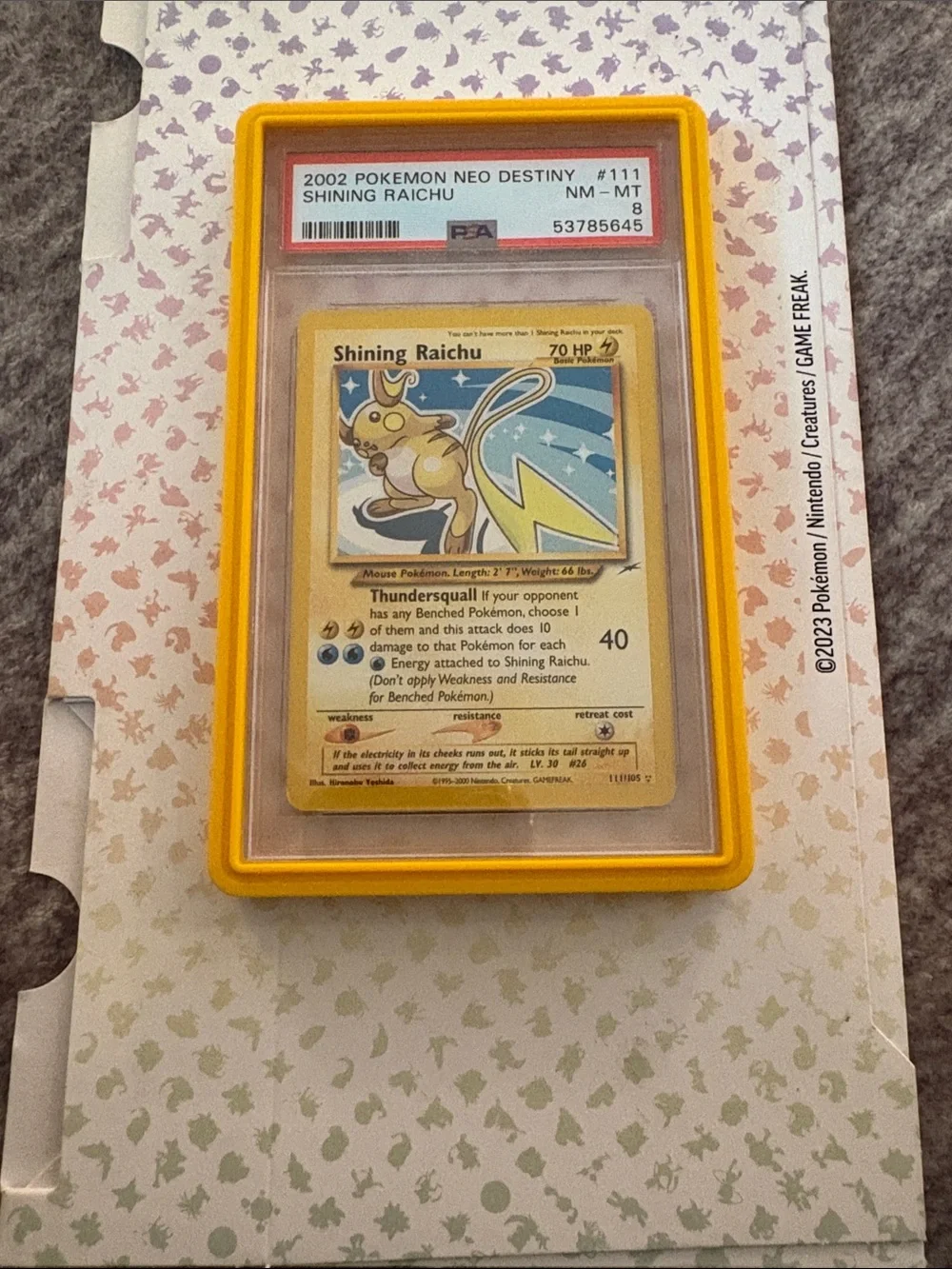 shining raichu pokemon card (111/105) (PSA 7) This attack does 10 damage times the number of W Energy cards discarded in this way to that Pokemon Pokemon Card Shining Raichu Holo